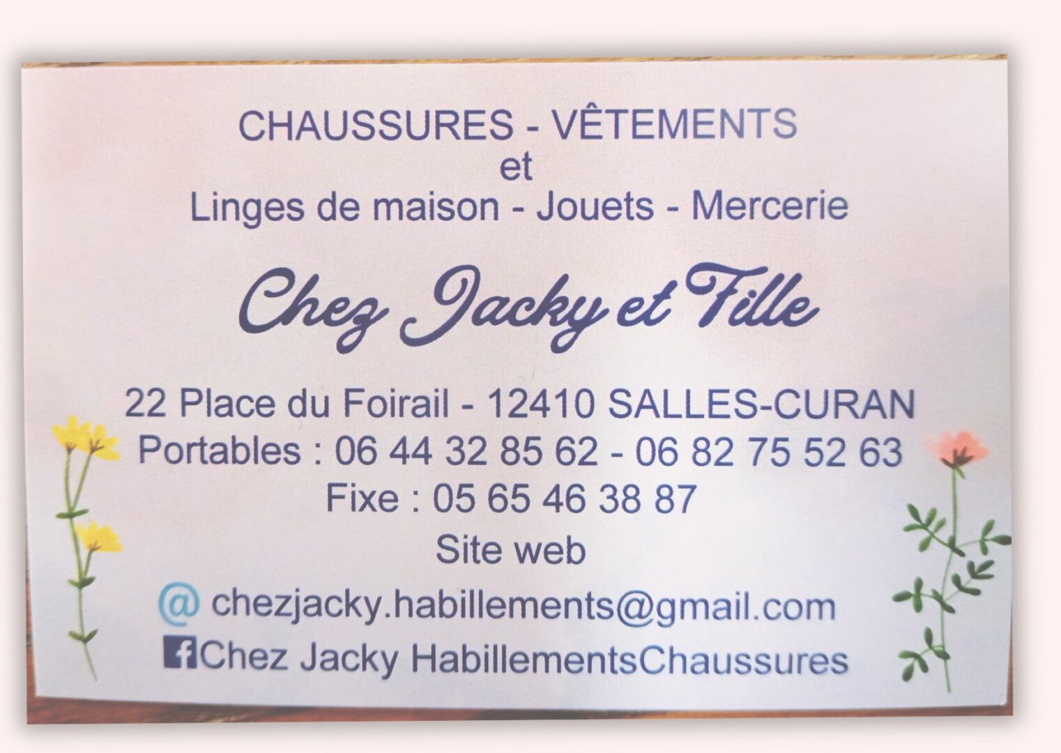 Carte cadeaux de chez Jacky et Fille