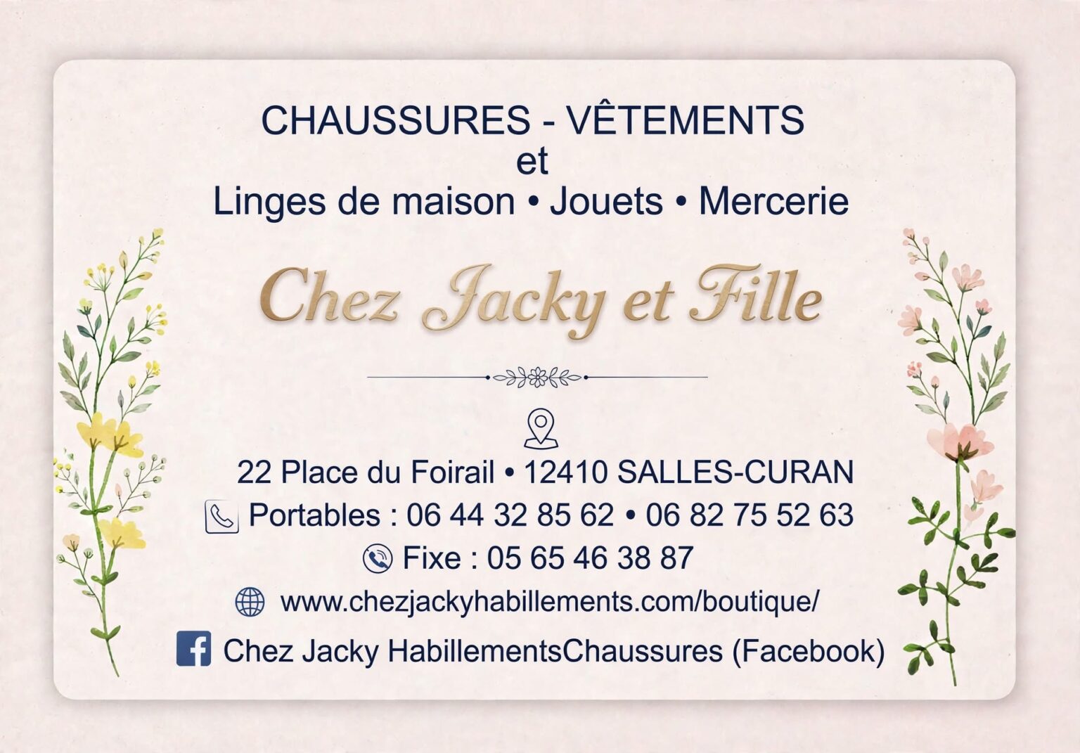 carte cadeau Chez Jacky et Fille Salles-Curan en Aveyron