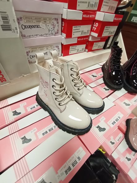 bottines enfants rose noir blanc vernis