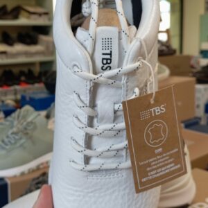 Baskets TBS marinière blanc en cuir souple extérieur